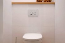 Toilet with sink and installation, design with tiles and wallpaper (21 photos)