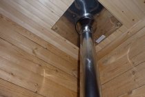 Installation of a chimney in the bath through the ceiling