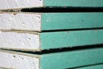 Dimensions and characteristics of a sheet of moisture-resistant drywall