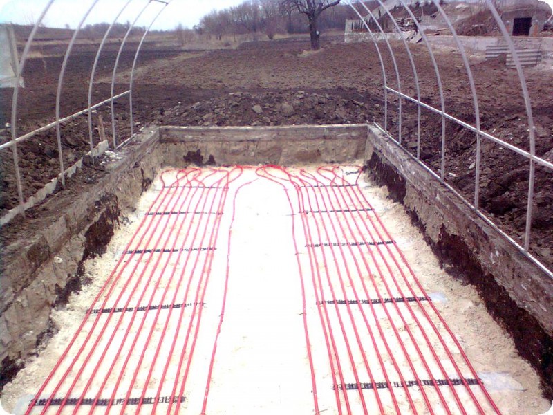 Aquecendo a estufa com um cabo de aquecimento