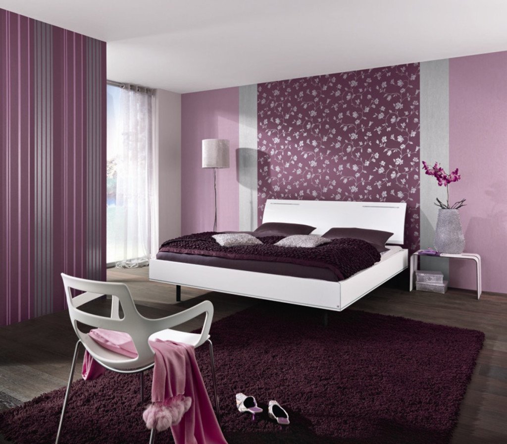 lilac color wallpaper for the bedroom