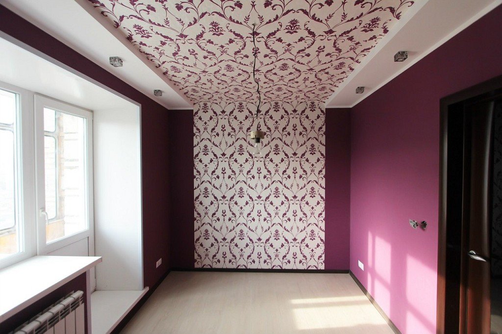 ceiling covered with wallpaper