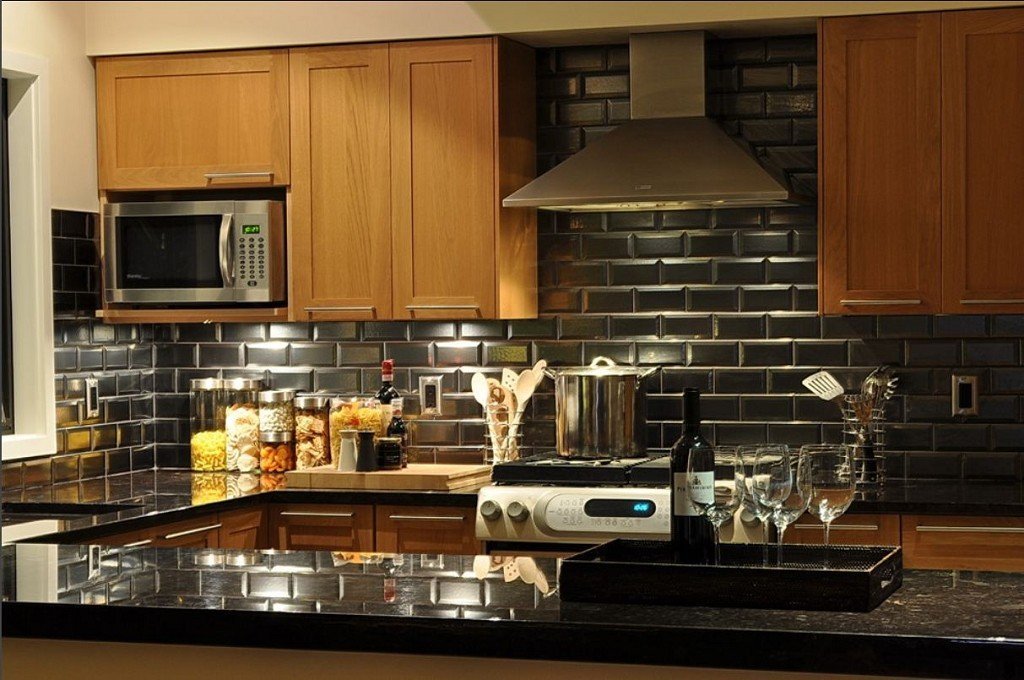 black tile for kitchen