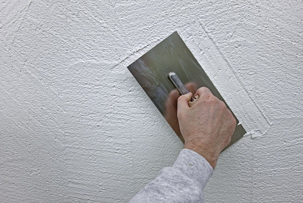 drying plaster on the wall