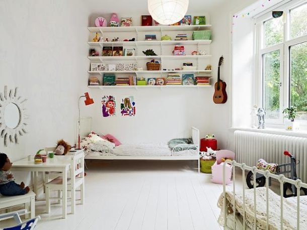 White floor in a Scandinavian nursery