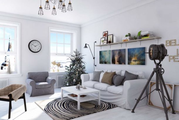 Living room decorated in accordance with Northern European traditions