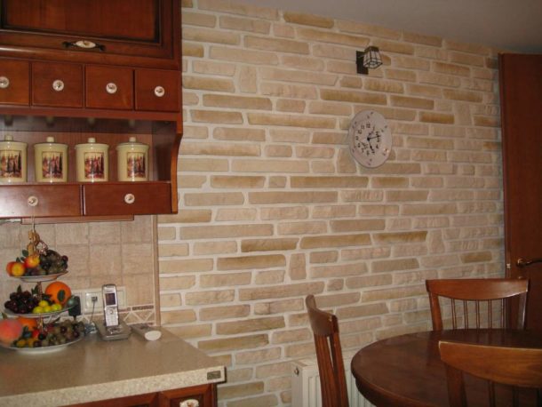 Brick wall of their PVC in the kitchen