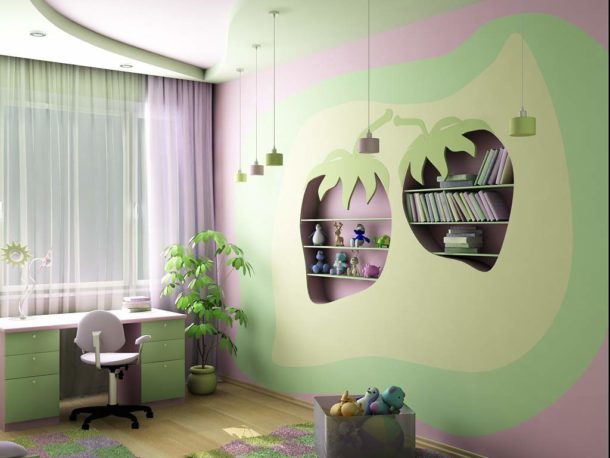 An interesting idea for decorating the ceiling and walls with drywall