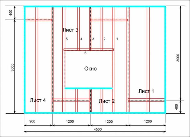 The scheme of fastening the frame to the wall with a window