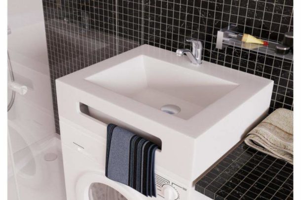 Sink specially designed for installation on a washing machine