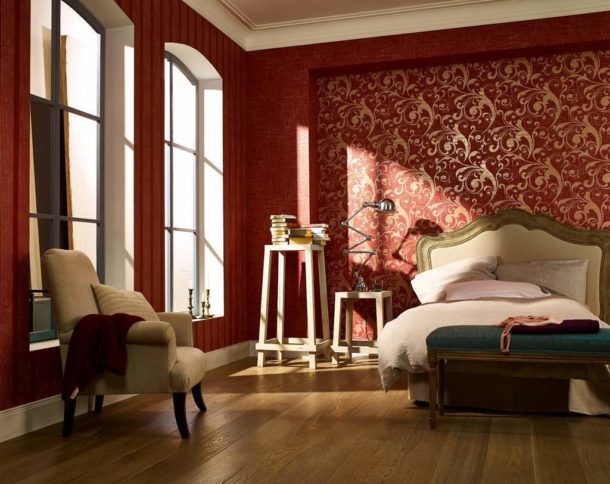 Burgundy bedroom