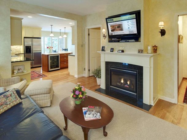 Classic fireplace with TV