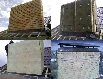 Chimney passing through a wooden ceiling