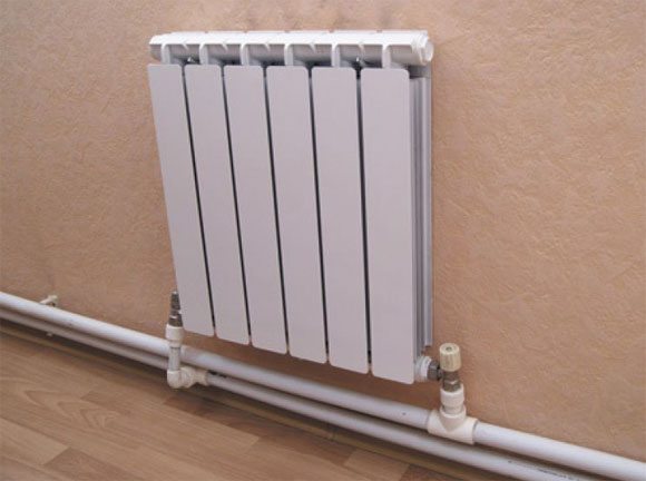 Bottom connection of heating radiators